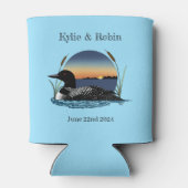 Loons Zonsondergang Blauw Bruiloft Blikjeskoeler (Achterkant)