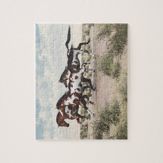 Loop als de wind - Galopperende paarden Puzzel Legpuzzel (Verticaal)