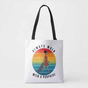 LOOP ALTIJD MET EEN DOEL WITTEGROENE TOTE BAG