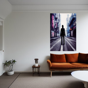 Loop de lege straat door   AI Art Poster