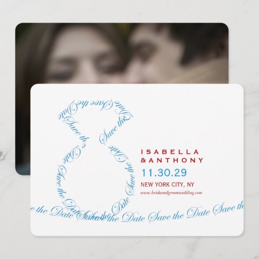 Loop Diamanten Ring Klassieke Foto Bewaar de Datum Save The Date (Voorkant / Achterkant)