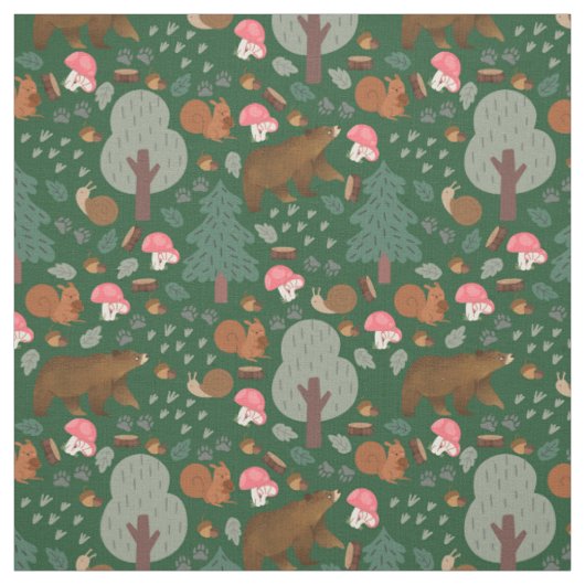 Loop door de Bossen op Hunter Green Stof (Swatch)