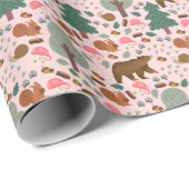 Loop door de Bossen op Light Pink Cadeaupapier (Rol Hoek)
