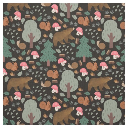 Loop door de Bossen op zwart Stof (Swatch)
