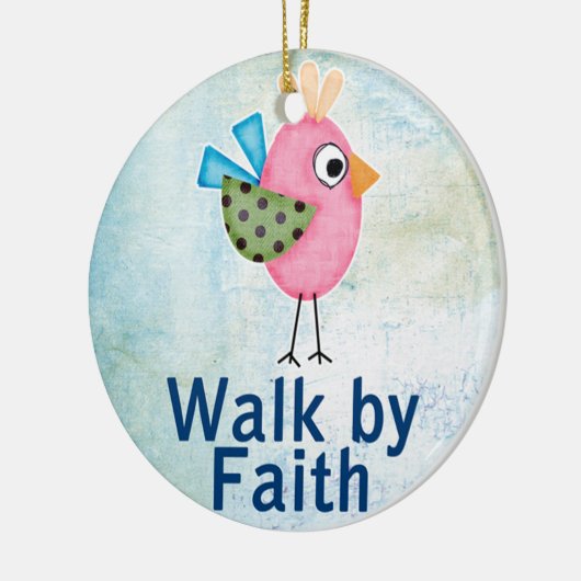 loop door een geloof , een walvisvogel keramisch ornament (Links)