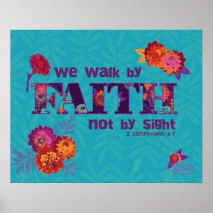 Loop door Faith boho chic floral Scriptkunst Poster
