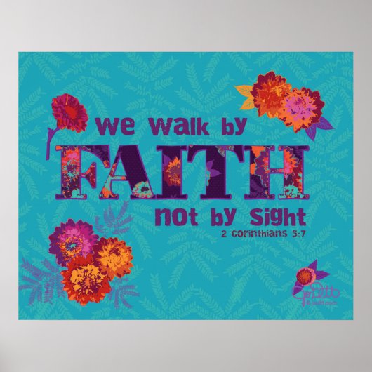 Loop door Faith boho chic floral Scriptkunst Poster (Voorkant)