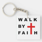 Loop door Faith Christelijk Cross Bible Quote Sleutelhanger (voorkant)