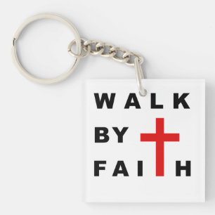 Loop door Faith Christelijk Cross Bible Quote Sleutelhanger