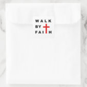 Loop door Faith Christelijk Cross Bible Quote Vierkante Sticker (Tas)