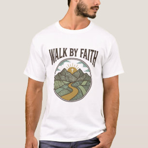 Loop Door Geloof Christelijke Bergpad Vector T-shirt