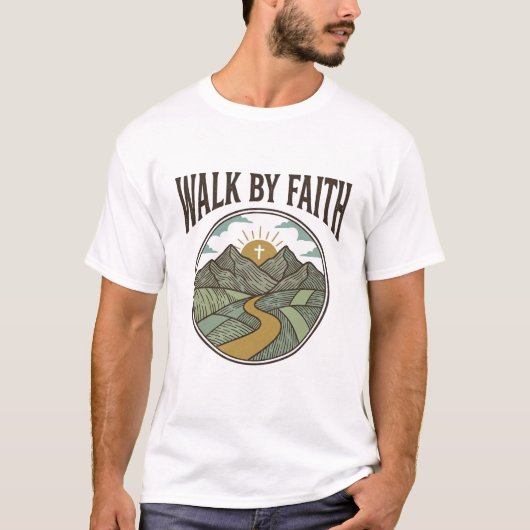 Loop Door Geloof Christelijke Bergpad Vector T-shirt (Voorkant)