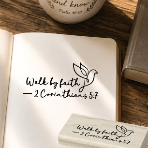 Loop door geloof duif Schriftuur Minimalistische c Rubberstempel