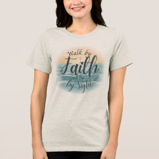 Loop door geloof, niet door zicht Christelijke Bij Tri-Blend Shirt