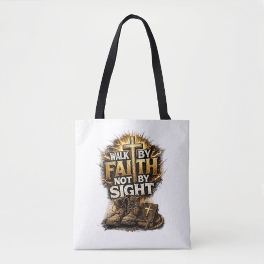 Loop door geloof, niet door zicht tote bag (Voorkant)