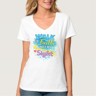 Loop door geloof, niet door zicht V-hals T-shirt v