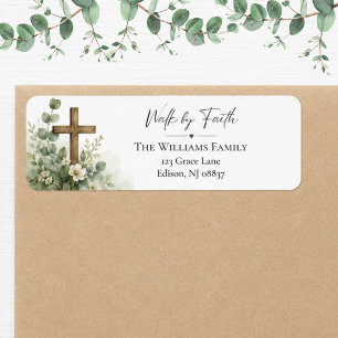 Loop door het geloof Eucalyptus kruis Christelijk  Etiket