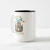 Loop door het geloof....  tweekleurige koffiemok (Voorkant links)