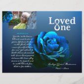 Loop één blauw Roos Memorial Service-programma Flyer (Voorkant)