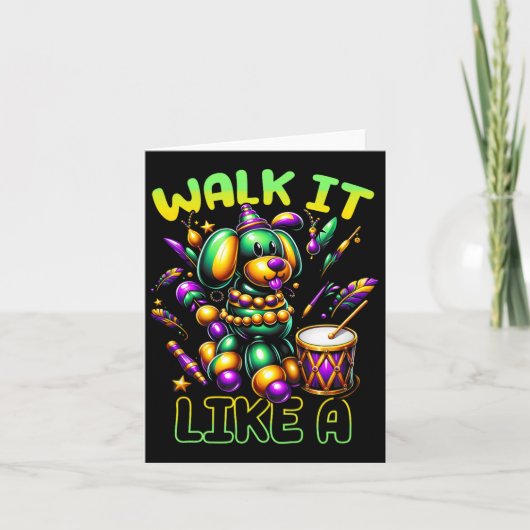 Loop het als een kralenhond Mardi Gras FatTuesday Kaart (Voorkant)
