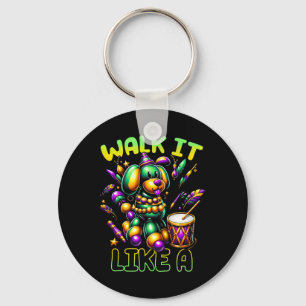 Loop het als een kralenhond Mardi Gras FatTuesday Sleutelhanger