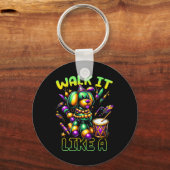 Loop het als een kralenhond Mardi Gras FatTuesday Sleutelhanger (Voorkant)