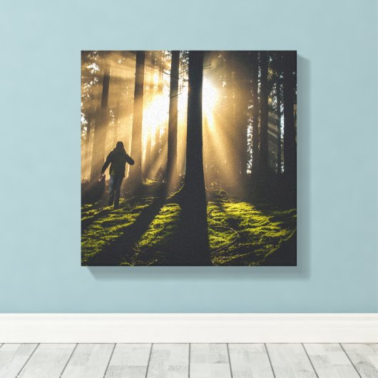 loop in de bossen canvas afdruk (Insitu (Houten vloer))