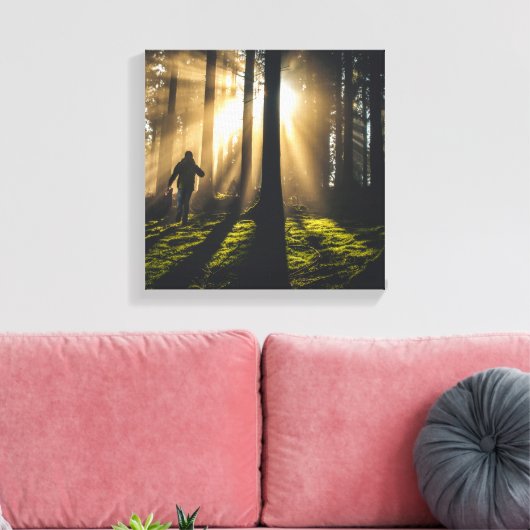 loop in de bossen canvas afdruk (Insitu (Woonkamer))