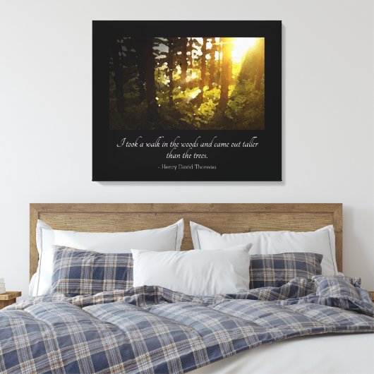 Loop in de Bossen Thoreau Quote Canvas Afdruk (Insitu (Slaapkamer))