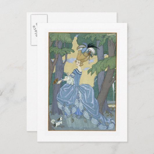 Loop in het bos, illustratie voor 'Fetes Galant' Briefkaart (Voorkant / Achterkant)