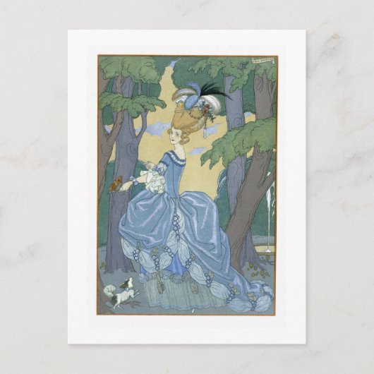 Loop in het bos, illustratie voor 'Fetes Galant' Briefkaart (Voorkant)