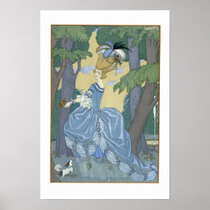 Loop in het bos, illustratie voor 'Fetes Galant' Poster