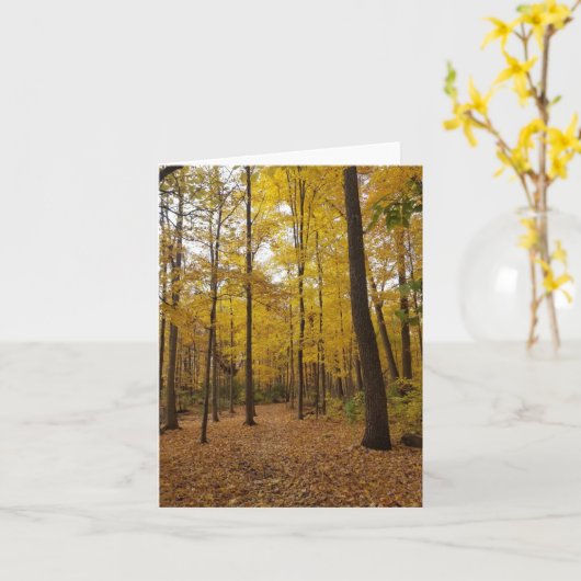 loop in het bos wenskaart kaart (Gele Bloem)