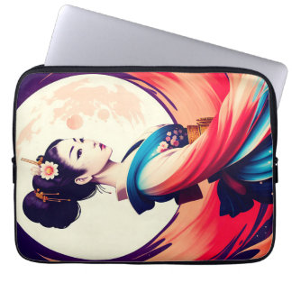 Loop in het maanlicht Japanse Geisha Laptop Sleeve