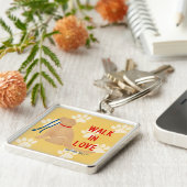 Loop in Liefde Gouden Retriever Hond Gele Sleutelh Sleutelhanger (Zijkant)