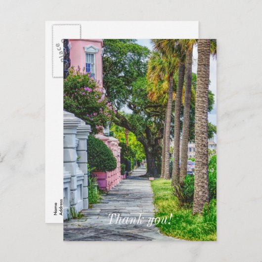 Loop langs Rainbow Row Dank u Briefkaart (Voorkant / Achterkant)