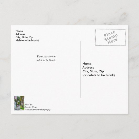 Loop langs Rainbow Row Dank u Briefkaart (Achterkant)