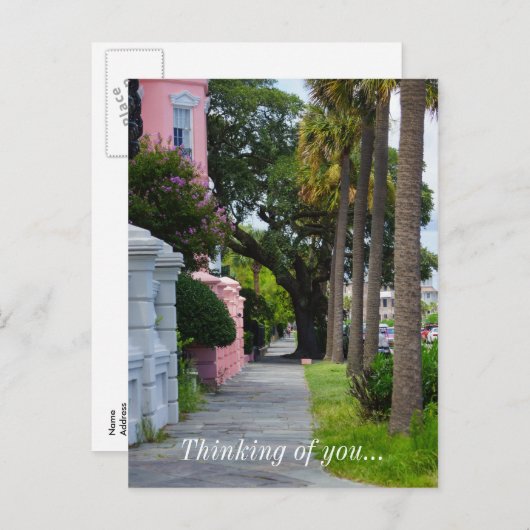 Loop langs Rainbow Row en denk aan je Briefkaart (Voorkant / Achterkant)