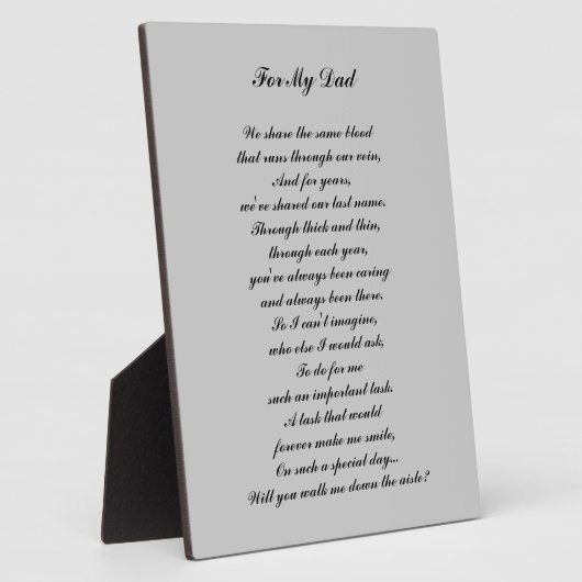 "Loop me naar de Aisle?" Plaque Fotoplaat (Zijkant)