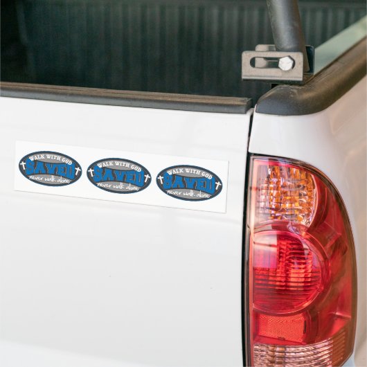 Loop met God (blauw) Bumpersticker (Op Truck)