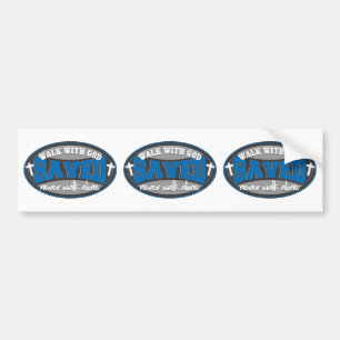 Loop met God (blauw) Bumpersticker