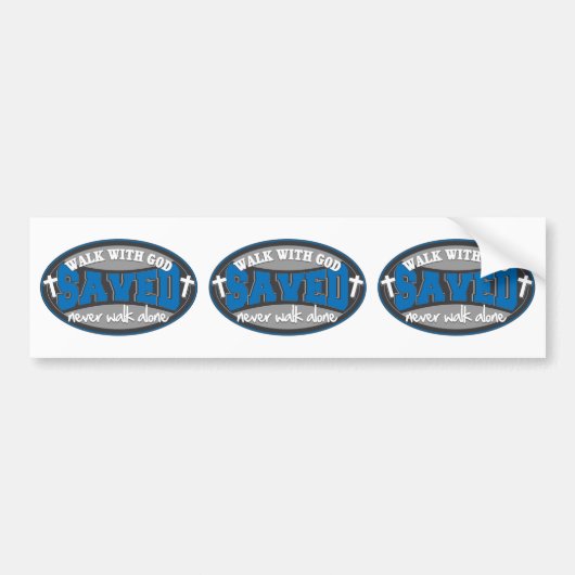 Loop met God (blauw) Bumpersticker (Voorkant)