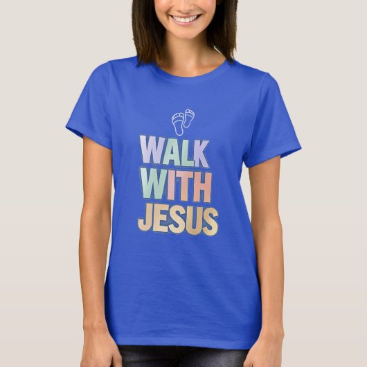 Loop met Jezus Christelijk Faith Pastel Graphic T-shirt (Voorkant)