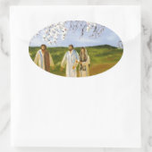 Loop met Jezus Ovale Sticker (Tas)