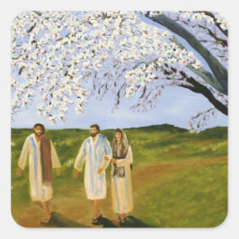 Loop met Jezus Vierkante Sticker