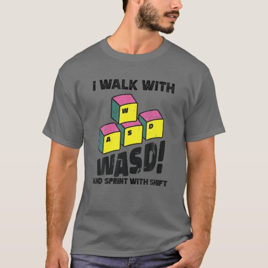 Loop Met WASD Ren Shift Grappige Desktop Pc Videos T-shirt (Voorkant)