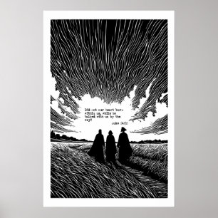 Loop naar Emmaus Kunstprint Lukas 24 32 Schriftuur Poster