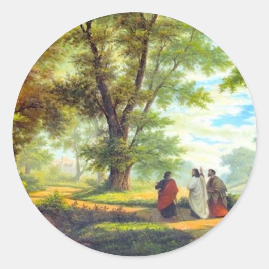 Loop naar Emmaus Ronde Sticker (Voorkant)