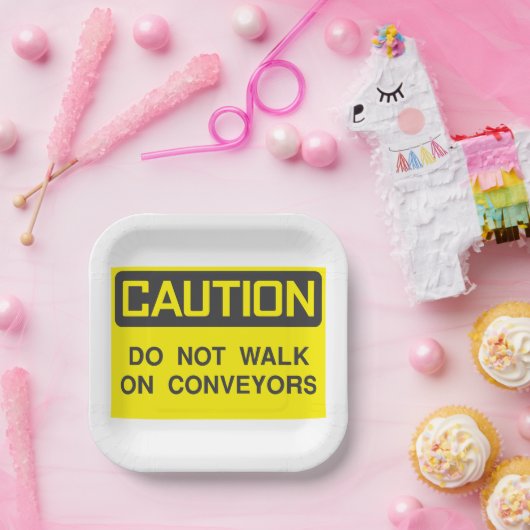 Loop niet op transportbanden teken papieren bordje (Feest)