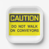 Loop niet op transportbanden teken papieren bordje (Voorkant)